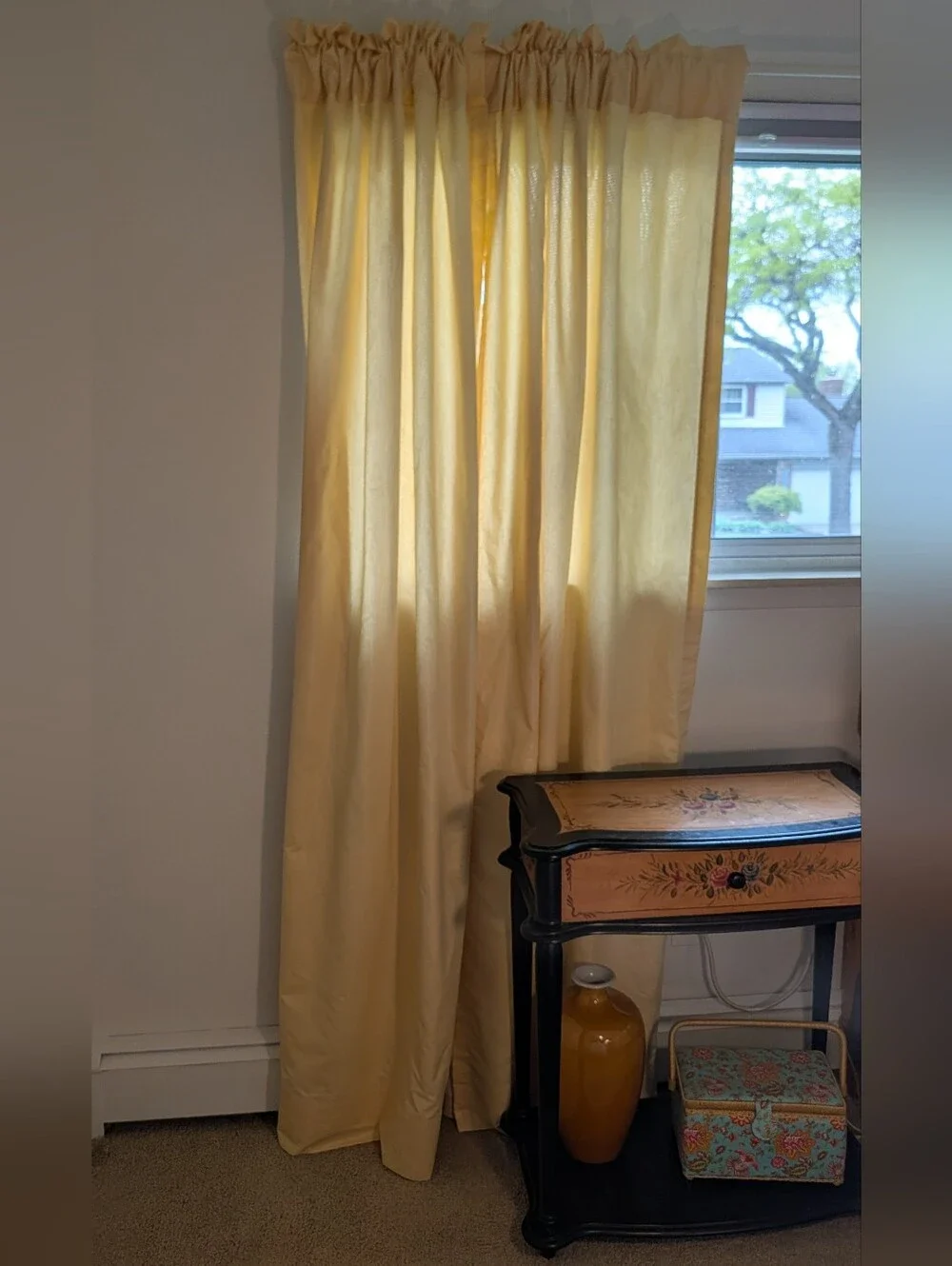 Croscill Curtain Panels Pair (2) Sunshine Yellow Cottagecore 86 x 39” Drapes EUC